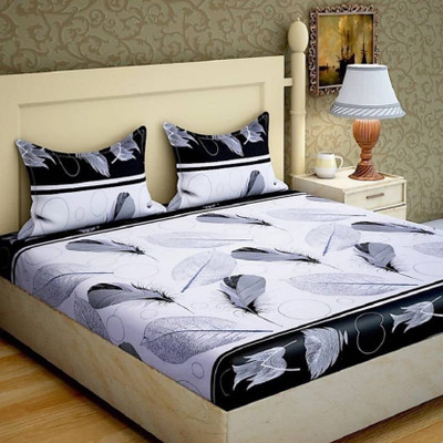 JSR 155 TC Microfiber Double 3D Printed Flat Bedsheet(Pack of 1, Multicolor)