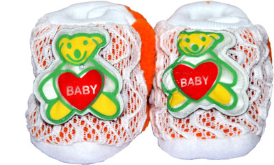 Pin to Pen Baby Bootie Lacy Doremon - Orange Booties(Toe to Heel Length - 14 cm Orange)