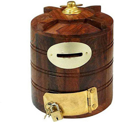 

StoreOnline Small WoodenCoin Box Coin Bank(Brown)