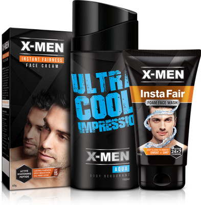 

X-Men Instant Fairness Cream SPF 15 (60 gm)+ Insta Fair Foam Face Wash 100 gm + AQUA Body Deodorant 150 ml(Set of 3)