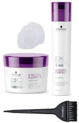 

Longlasting Hair Brush&Schwarzkopf BC Bonacure Smooth Perfect Hair Masque & Shampoo,Shower Cap(Set of 4)