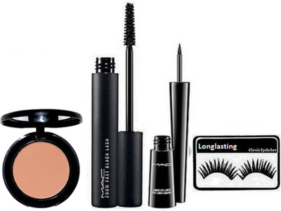

Longlasting Eyelashes & Mac Blusher & Mac Zoom Fast Black Lash Mascara & Mac Liquid Last Eyeliner(Set of 4)