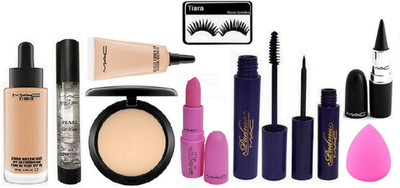 

Tiara Eyelashes , Studio Waterweight Foundation , Perl Gel Primer , Select Cover up Conceler , Studio Fix Compact , Giambattista Valli Violetta Lipstick , Padma Eyeliner And Mascara , Stcik Kajal , Spounge Puff(Set of 10)