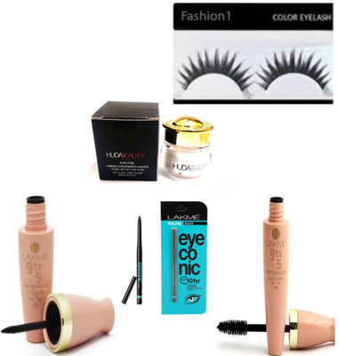 

FASHION 1 COMBO SETS EYELASHS ,9T05 EYELINER,MASCARA, WITH EYECONIC KAJAL(Set of 5)