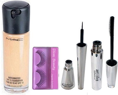 

Divas Beauty Eyelashes, Mac Matchmaster Foundation, Brook Candy Eyeliner & Mascara(Set of 4)