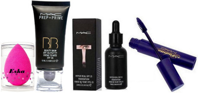

Eska Sponge Puff & Mac Beauty Balm Cream & Hyper Real Foundation & Padma Mascara(Set of 4)