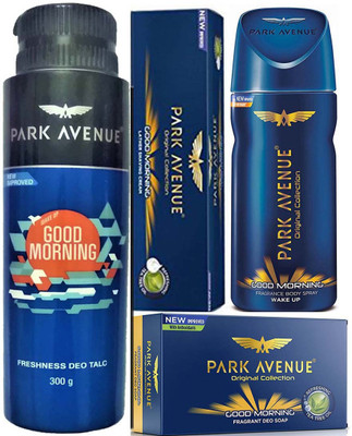 

Park Avenue Deodorant 150ml + Soap 125g + Shaving Cream 84g + Talc powder 300g, Good Morning Kit Pack Of 4(Set of 4)