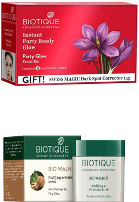 

BIOTIQUE BIO PARTY GLOW FACIAL KIT, WALNUT PURIFYING & POLISHING SCRUB(Set of 2)