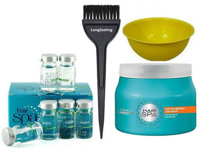 

Longlasting Hair brush with bowl and Deep nourishing creambath hair spa with Purifying concentrare 6 piece in box(Set of 4)