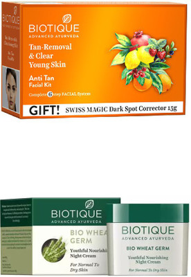 

BIOTIQUE BIO anti-tan facial kit, WHEAT GERM YOUTHFUL NOURISHING NIGHT CREAM(Set of 2)