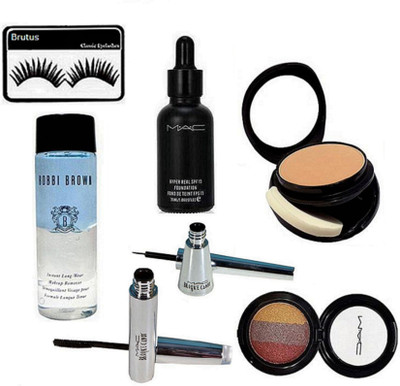 

brutus Eyelashes, Two Way compact, 2 Shades Eyeshadow, Hyper Real Foundation, Brooke Candy Eyeliner & Mascara, Bobbi Brown Instant Long Wear Makeup Remover(Set of 7)