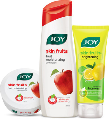 

Joy Skin Fruits Fruit Moisturizing Body Lotion 500ml + Skin Fruits Fruit Moisturizing Skin Cream 200ml + Skin Fruits Active Birthing Lemon Face Wash 100ml(Set of 3)