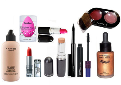 

caroline Sponge puff, Mac Face And Body Foundation, Pen eyeliner, Hauty and Naughty Mascara, Pre+Prime Highlight, Long Lasting Lipstick, Two shade blusher, Stick Concealer Studio Fix Fluid Spf 15& lakme 9to5 Enrich Matte Lipstick(Set of 9)