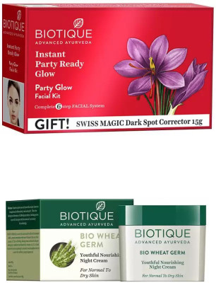 

BIOTIQUE BIO PARTY GLOW FACIAL KIT, WHEAT GERM YOUTHFUL NOURISHING NIGHT CREAM(Set of 2)