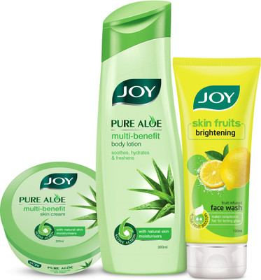 

Joy Pure Aloe Multi Benefit Body Lotion-300ml + Pure Aloe Multi Benefit Skin Cream-200ml + Skin Fruits Active Brightening Lemon Face Wash 100ml(Set of 3)