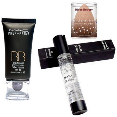 

Divas Beauty Sponge Puff & mac BB Beauty Balm Foundation & Primer(Set of 3)