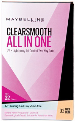 

Maybelline CLEAR SMOOTH ALL IN ONE TWO WAY CAKE NUDE BEIGE 02 Compact(02 NUDE BEIGE, 9 g)