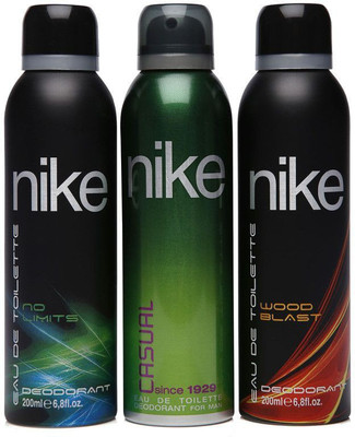 

Nike NO LIMITS CASUAL AND WOOD BLAST Body Spray - For Men & Women(600 ml, Pack of 3)