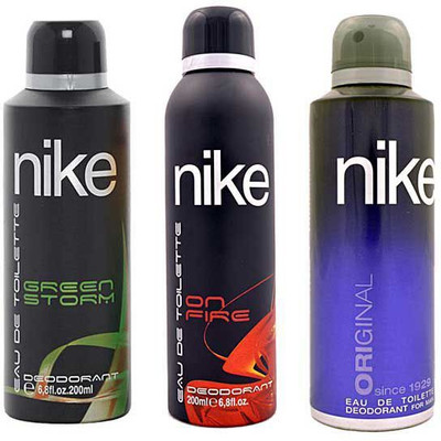 

Nike GREEN STORM ON FIRE AND ORIGINAL Body Spray - For Men & Women(600 ml, Pack of 3)