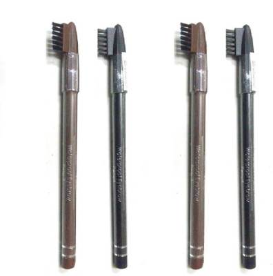 

Natural Set of 4 Professional long lasting waterproof eyebrow shaper definer eyebrow pencil black and brown(Black, Brown)