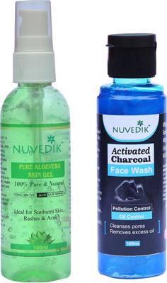 

Nuvedik Aloevera Skin Gel and Activated Chalcoal Facewash - 100ml (Each)Combo Face Wash(200 ml)