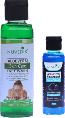 

Nuvedik Aloevera Skin Care and Activated Chalcoal Facewash - 100ml (Each)Combo Face Wash(200 ml)