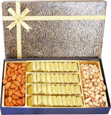 

Ghasitaram Gifts Chocolates- Blue Print Chocolates-, Almonds and Pistachios Box Combo(4)