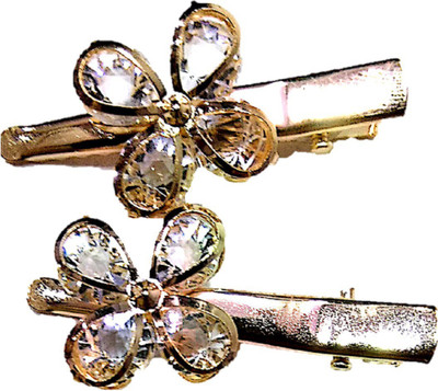 

Proplady Partywear (2 pieces set) Stylish Golden Rhinestone Metal Tic Tac Clips for Girls & Women|Wedding Hair Accessories|Designer Hair Clip, Hair Pin, Tic Tac Clip, Hair Accessory Set(Gold)