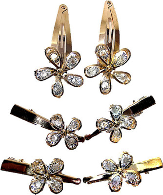 

Proplady Partywear (6 pieces set) Stylish Golden Rhinestone Metal Tic Tac Clips for Girls & Women|Wedding Hair Accessories|Designer Hair Clip, Hair Pin, Tic Tac Clip, Hair Accessory Set(Gold)