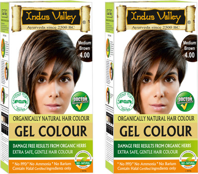 

Indus Valley Organically Natural Gel Medium Brown One Touch Pack (Set of 2) - No Ammonia Hair Color(Medium Brown 4.0)