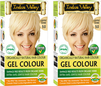 

Indus Valley Organically Natural Gel Lightest Blonde 9.0 One Touch Pack PPD Free Hair Color - Twin Pack Hair Color(Lightest Blonde 9.0)