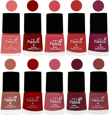 

FABIA Matte Nail Polish Combo/Multicolor Nail Polish/Mix Color/Combo Color Set of 10pcs(6ml each) 110201992 Baby Pink-Bold Red-Strawberry-Candy Orange-Dark Magenta-Coral-Red-Coral Pink -Jam-Dark Nude(Pack of 10)