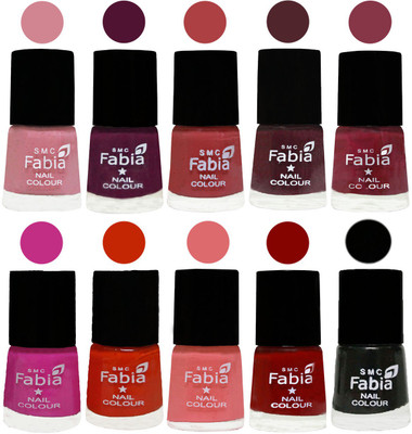

FABIA Matte Nail Polish Combo/Multicolor Nail Polish/Mix Color/Combo Color Set of 10pcs(6ml each) 110201872 Rose-Boysenberry-Peach-Wine-Wine Red-Pink Pink-Fire Orange-Baby Pink-Bold Red-Black(Pack of 10)