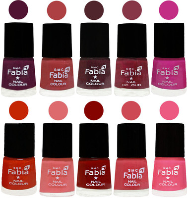 

FABIA Matte Nail Polish Combo/Multicolor Nail Polish/Mix Color/Combo Color Set of 10pcs(6ml each) 110201888 Boysenberry-Peach-Wine-Wine Red-Pink Pink-Fire Orange-Baby Pink-Bold Red-Strawberry-Shock Pink Light(Pack of 10)