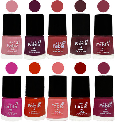 

FABIA Matte Nail Polish Combo/Multicolor Nail Polish/Mix Color/Combo Color Set of 10pcs(6ml each) 110201852 Rose-Boysenberry-Peach-Wine-Wine Red-Pink Pink-Fire Orange-Baby Pink-Bold Red-Dark Magenta(Pack of 10)