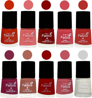 

FABIA Matte Nail Polish Combo/Multicolor Nail Polish/Mix Color/Combo Color Set of 10pcs(6ml each) 110201988 Fire Orange-Baby Pink-Bold Red-Strawberry-Candy Orange-Dark Magenta-Coral-Red-Coral Pink -White(Pack of 10)