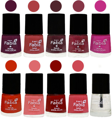 

FABIA Matte Nail Polish Combo/Multicolor Nail Polish/Mix Color/Combo Color Set of 10pcs(6ml each) 110201892 Boysenberry-Peach-Wine-Wine Red-Pink Pink-Fire Orange-Baby Pink-Bold Red-Strawberry-Top Coat(Pack of 10)