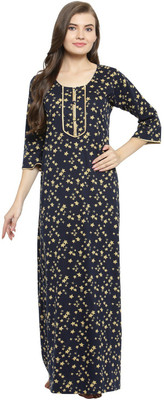 Claura Women Nighty(Dark Blue)