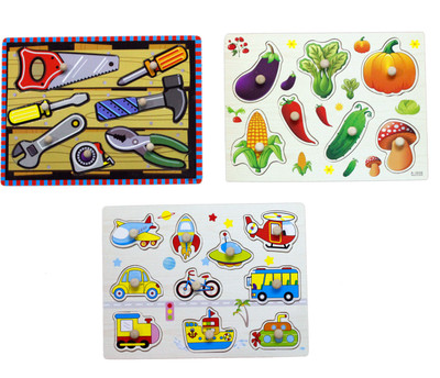 

Hnt Kids wooden peeged tools vegetable and transport(27 Pieces)