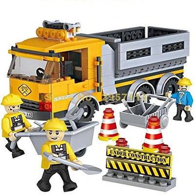 

RIANZ All New City Engineering Road Repair Vehicle Carrier Truck Cogo Building Block Brick Toy ( 263 Pc)