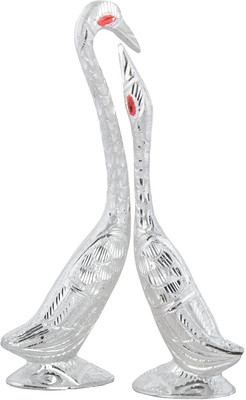 

Rajkruti metal handicraft kissing swan pair Decorative Showpiece - 42 cm(Plastic, Silver)