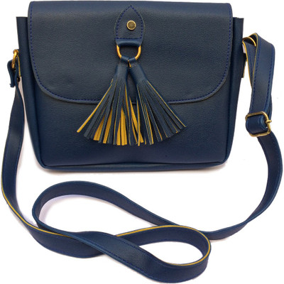 

Forever Women Casual Blue Synthetic Leather Sling Bag