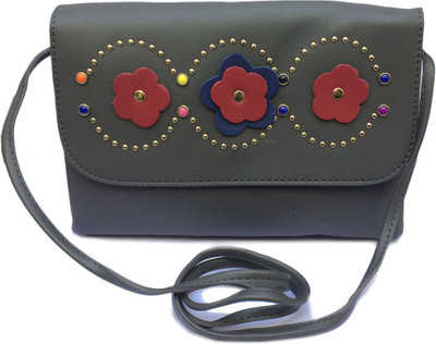 

Forever Women Casual Grey Synthetic Leather Sling Bag