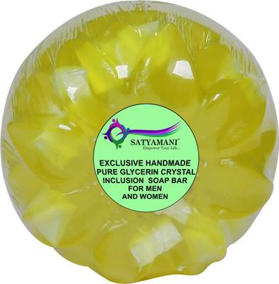 

Satyamani Exclusive Handmade Pure Herbal Glycerin Moss Crystal Inclusion Flower shape Yellow Soap Bar(1 g)