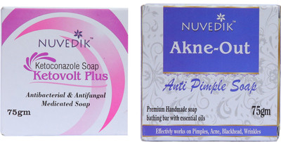 Nuvedik Akne-Out Anti Pimple & Ketovolt Plus Soap(Combo Pack 75Gm Each)(150 g, Pack of 2)