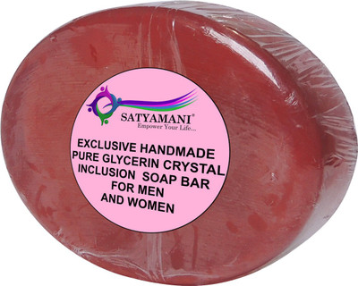 

Satyamani Exclusive Handmade Pure Herbal Glycerin Carnelian Crystal Inclusion Oval Red Color Soap Bar(1 g)