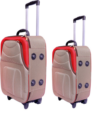 

New Jersey Travellers Safari Style /Travel/ Tourist Bag/Suitcase Trolley Check-in Luggage -  inch(Red, Beige, Beige;red