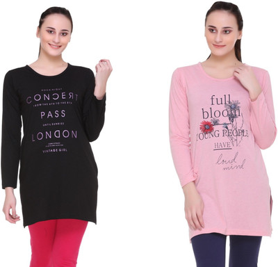IN Love Casual Regular Sleeve Printed Women Black Top