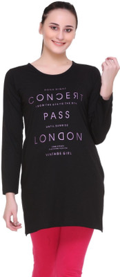 IN Love Casual Regular Sleeve Printed Women Black Top