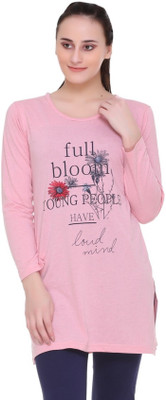 IN Love Casual Regular Sleeve Printed Women Pink Top